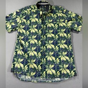 Men's Stitches and Rivets Green Floral Short-Sleeve Button-Up Shirt